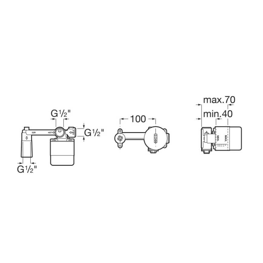 Roca A525220603 - Rough-in body for concealed mixer taps