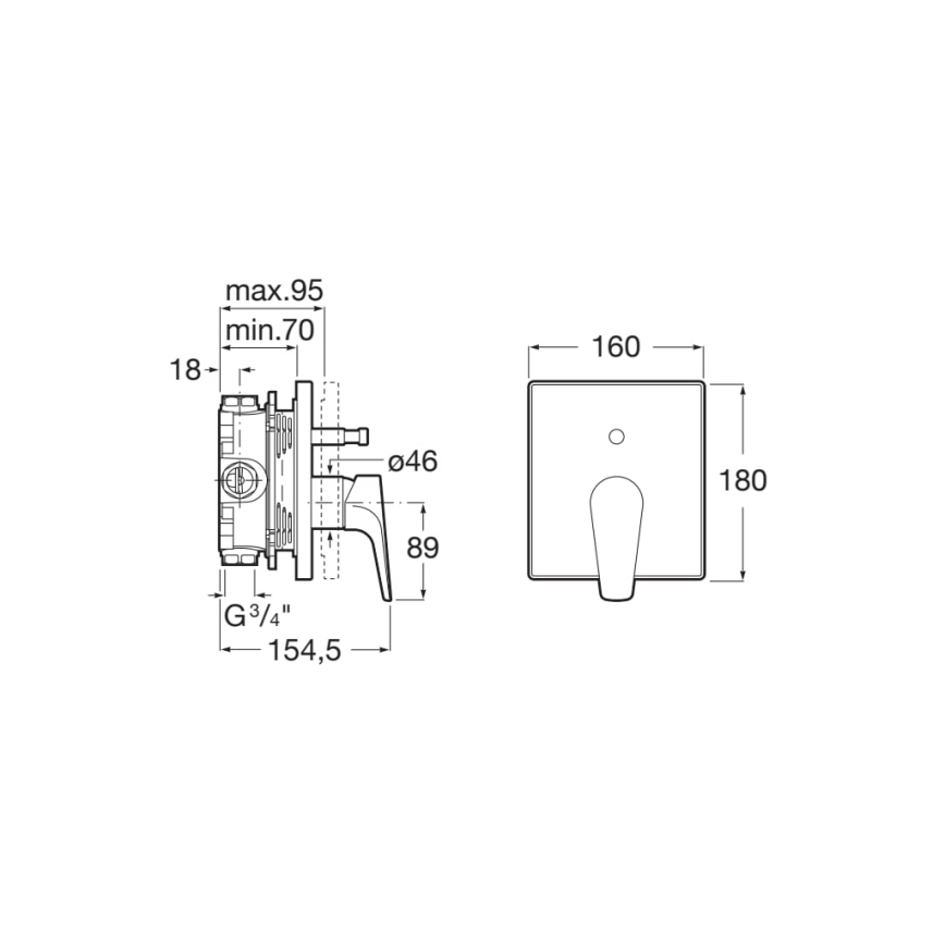 Roca A5A0B90C00 - ATLAS Concealed Shower Mixer, Polished Chrome