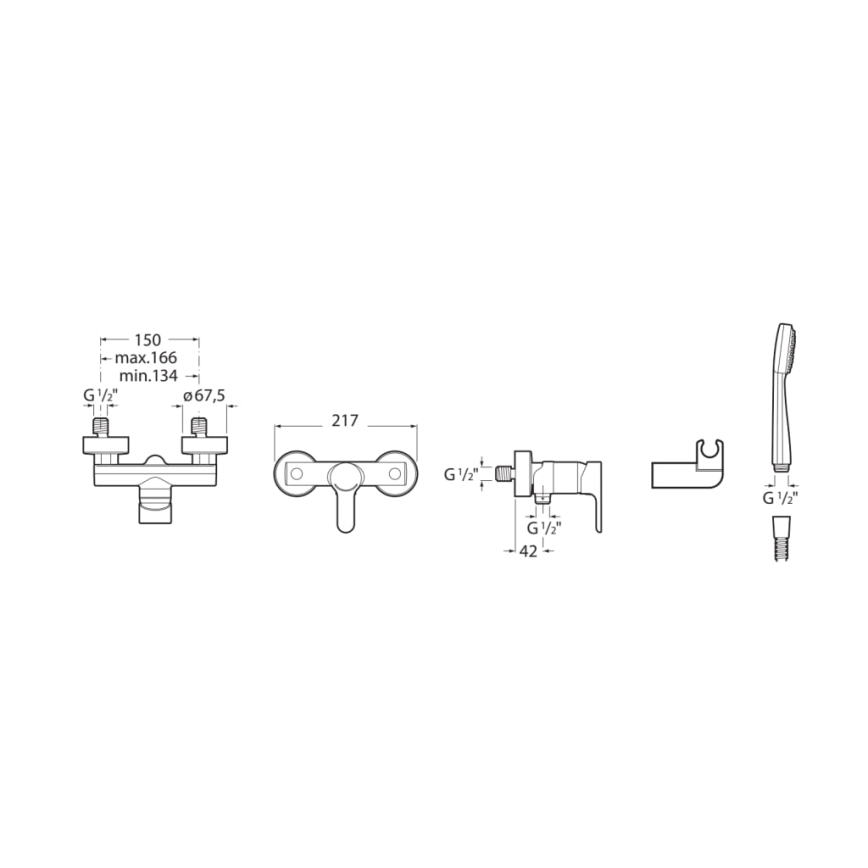 Roca A5A2009C02 - L20 Shower Set with Mixer, Polished Chrome