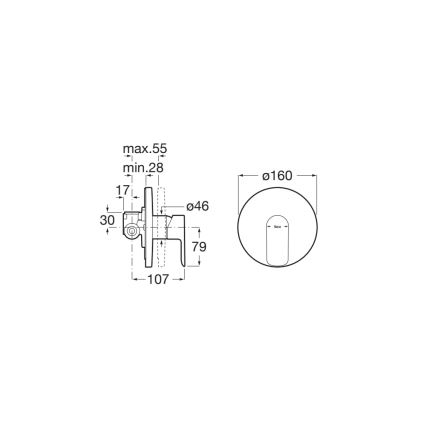Roca A5A226EC00 - CALA concealed shower mixer, polished chrome