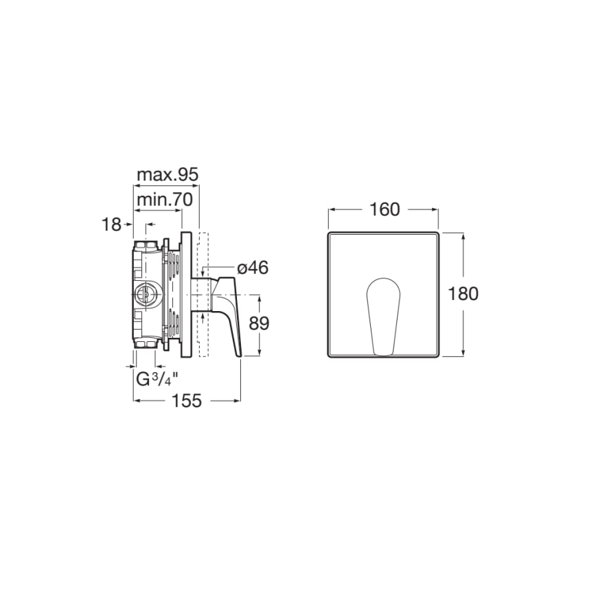 Roca A5A2B90C00 - ATLAS Concealed Shower Mixer, Polished Chrome