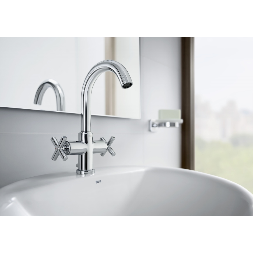 Roca A5A3043C00 - Basin tap + waste with overflow LOFT 27 cm shiny chrome