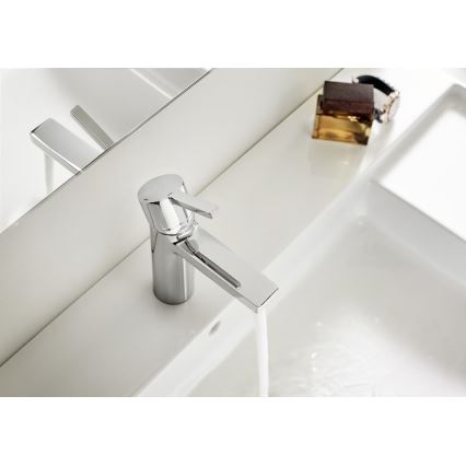 Roca A5A3296C00 - NAIA basin mixer with pop-up waste, 16.7 cm, polished chrome