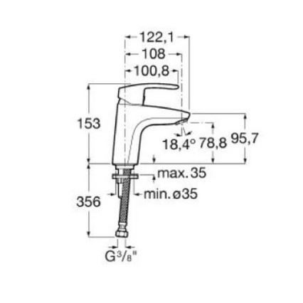 Roca A5A3298C00 - MONODIN 15.3 cm Washbasin Faucet, Polished Chrome