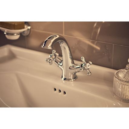 Roca A5A3A4BC00 - Basin mixer + pop-up waste with overflow CARMEN RETRO 17.8 cm polished chrome