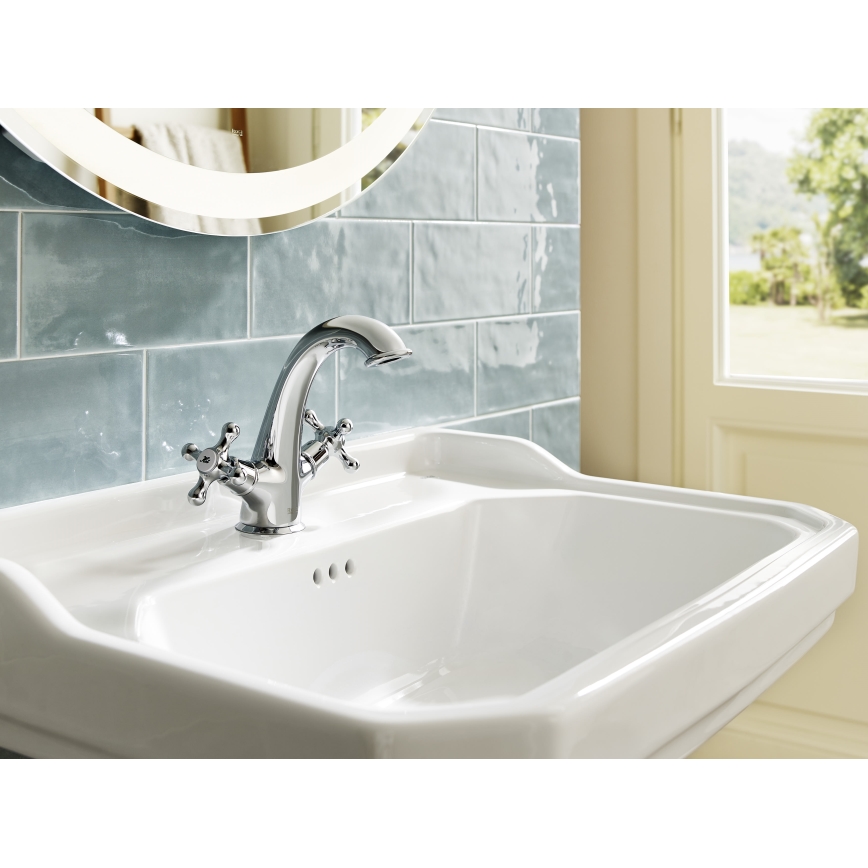 Roca A5A3A4BC00 - Basin mixer + pop-up waste with overflow CARMEN RETRO 17.8 cm polished chrome