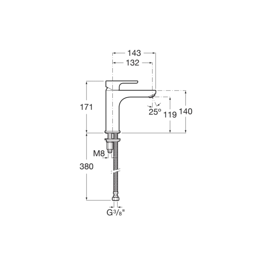 Roca A5A3B09C00 - L20 Basin Mixer, 17.1 cm, Polished Chrome