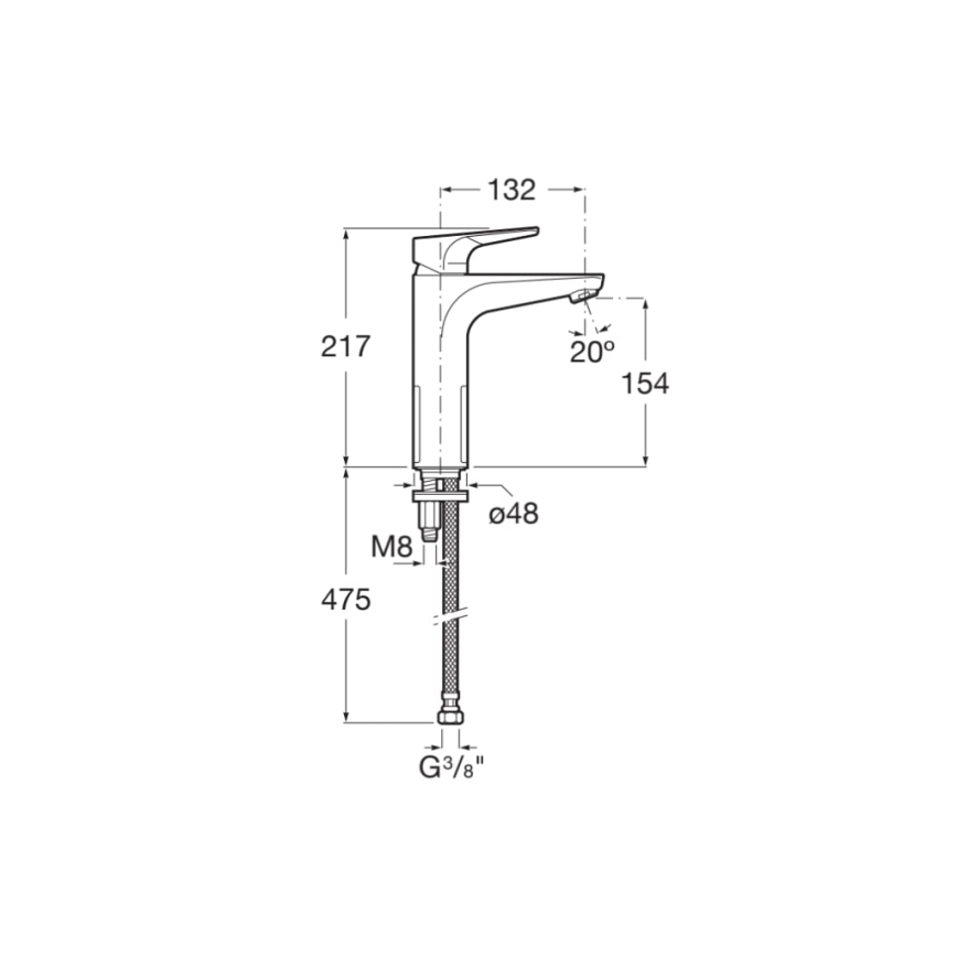 Roca A5A3D90C00 - ATLAS basin mixer 21.7 cm polished chrome