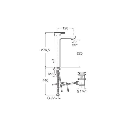 Roca A5A3G01C00 - Basin mixer with L90 spout, 27.6 cm, polished chrome