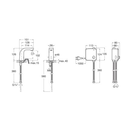 Roca A5A5509C00 - Touchless basin faucet L20 230V polished chrome