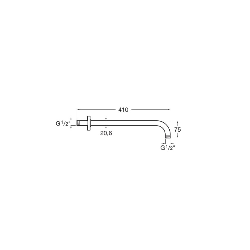 Roca A5B0250C00 - RAINDREAM Shower Arm 40 cm, Polished Chrome