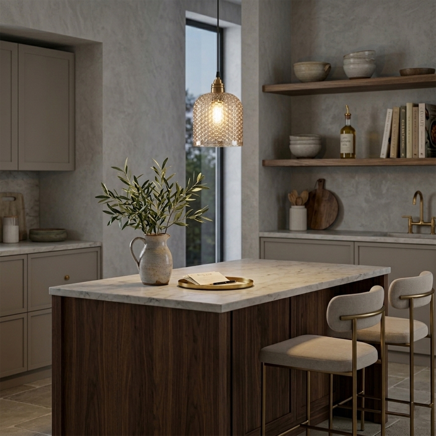 ROCCO Cable Pendant 1xE27/15W/230V, Gold/Smoky Beige