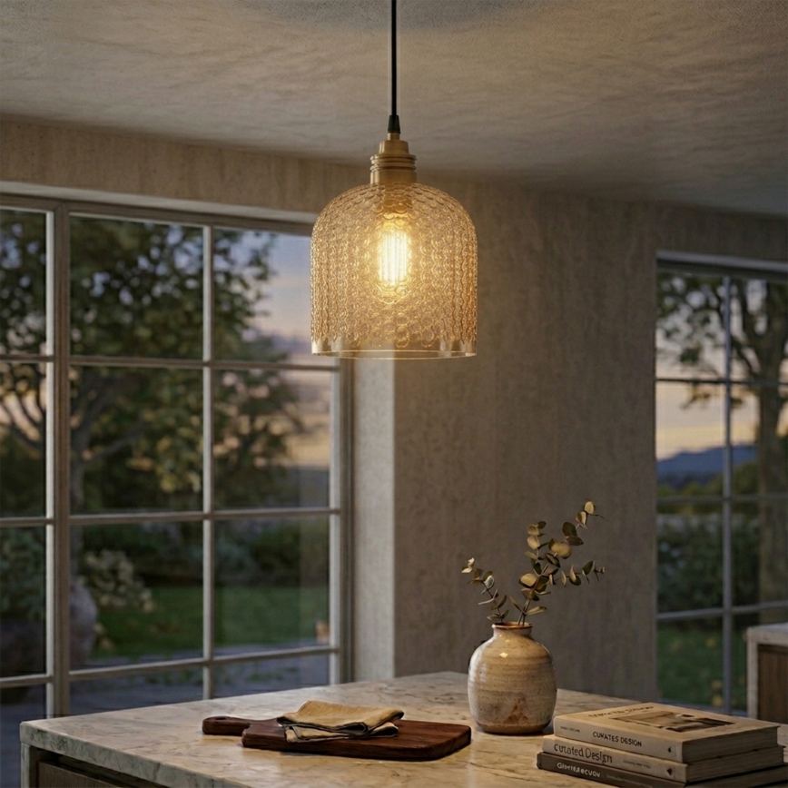 ROCCO Cable Pendant 1xE27/15W/230V, Gold/Smoky Beige