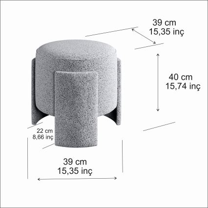 ROCKET Footstool, Ø 39 cm, Grey