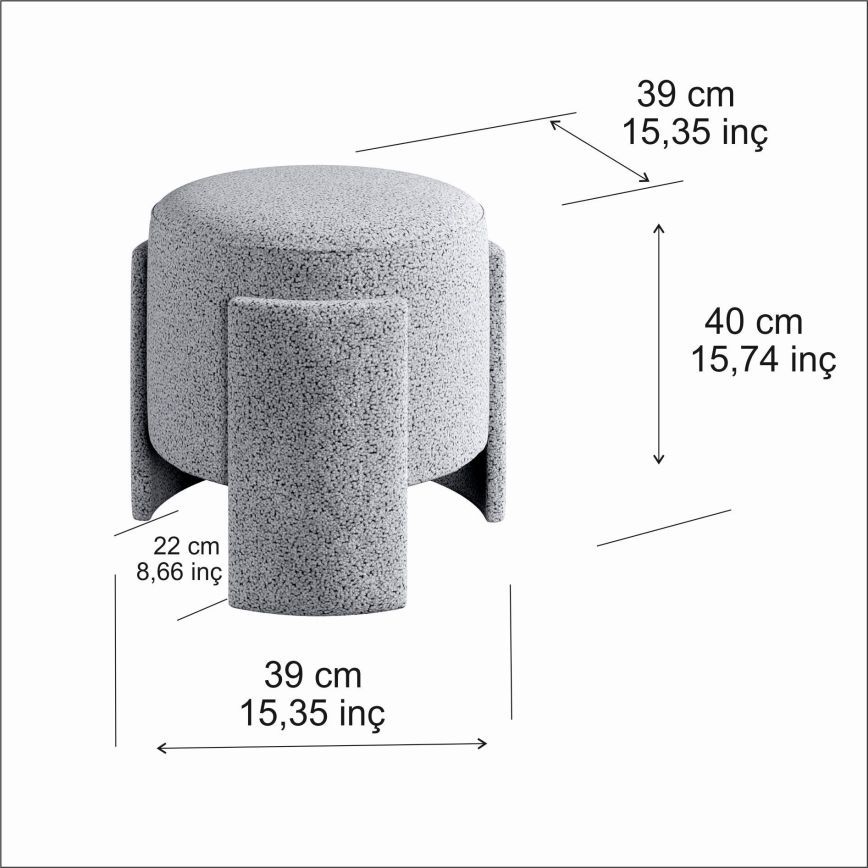 ROCKET Footstool, Ø 39 cm, Grey
