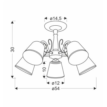 Rod-mounted chandelier LOSANNA 5xE14/40W/230V brass