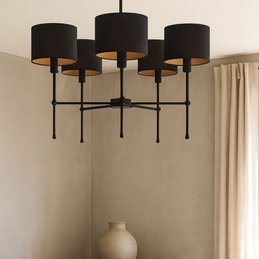 Rod-Mounted Chandelier MADELA 5xE14/40W/230V, Black