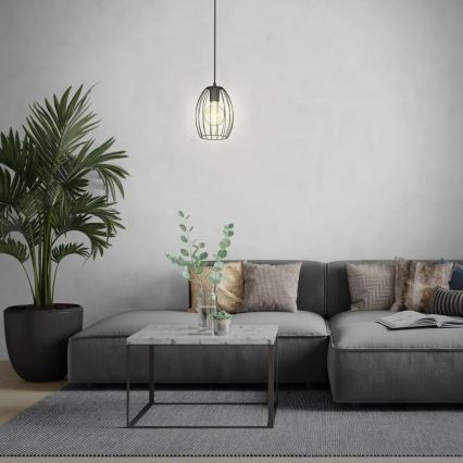 Rod-mounted pendant light 1x E27/60W/230V black