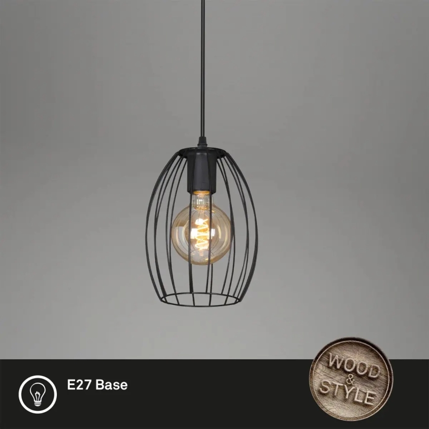 Rod-mounted pendant light 1x E27/60W/230V black