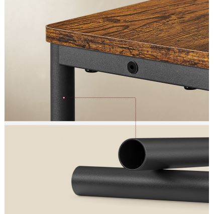 ROD side table with built-in power outlet and USB ports brown/black