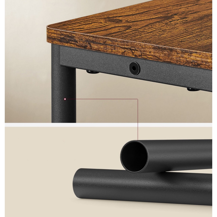 ROD side table with built-in power outlet and USB ports brown/black