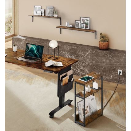 ROD side table with built-in power outlet and USB ports brown/black