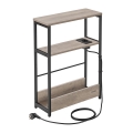 ROD side table with built-in power outlet and USB ports, brown/black