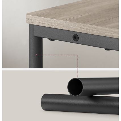 ROD side table with built-in power outlet and USB ports, brown/black