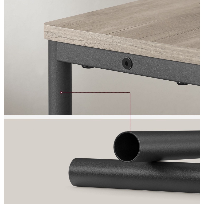 ROD side table with built-in power outlet and USB ports, brown/black
