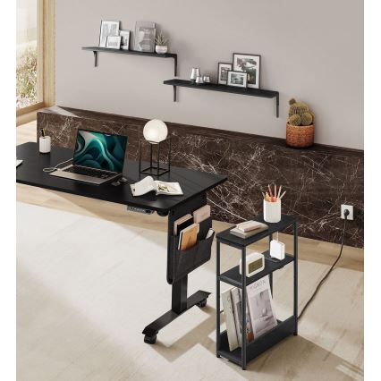 ROD Side Table with Built-in Power Outlet and USB Ports — Black