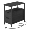 ROD Side Table with Integrated Power Outlets and USB Ports, Black