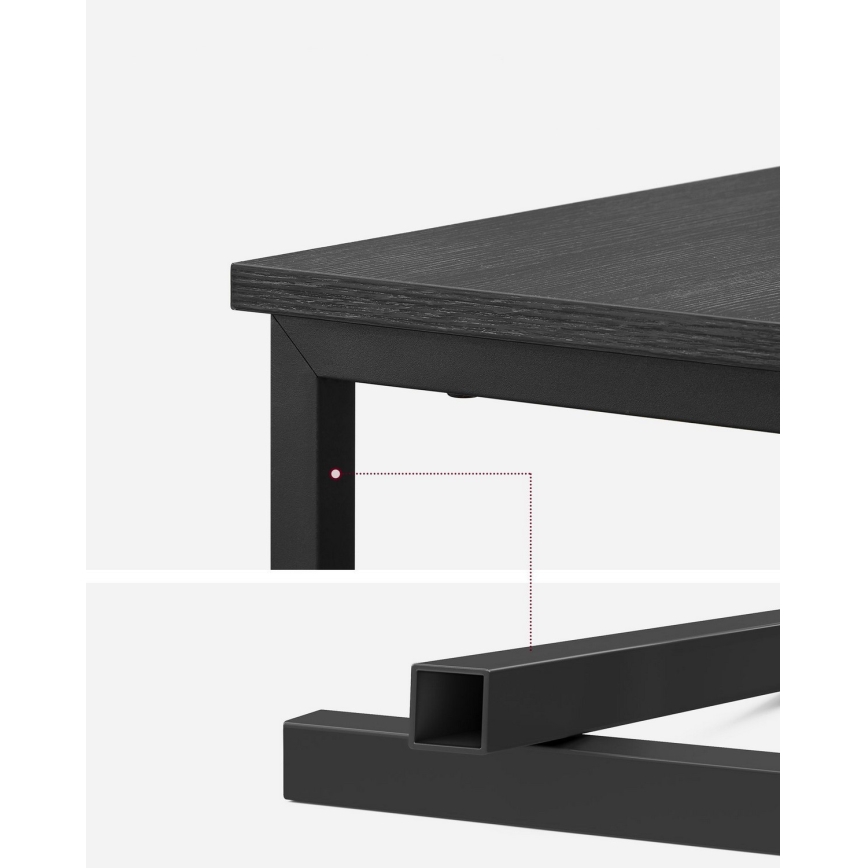 ROD Side Table with Integrated Power Outlets and USB Ports, Black