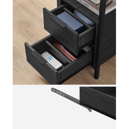 ROD Side Table with Integrated Power Outlets and USB Ports, Black