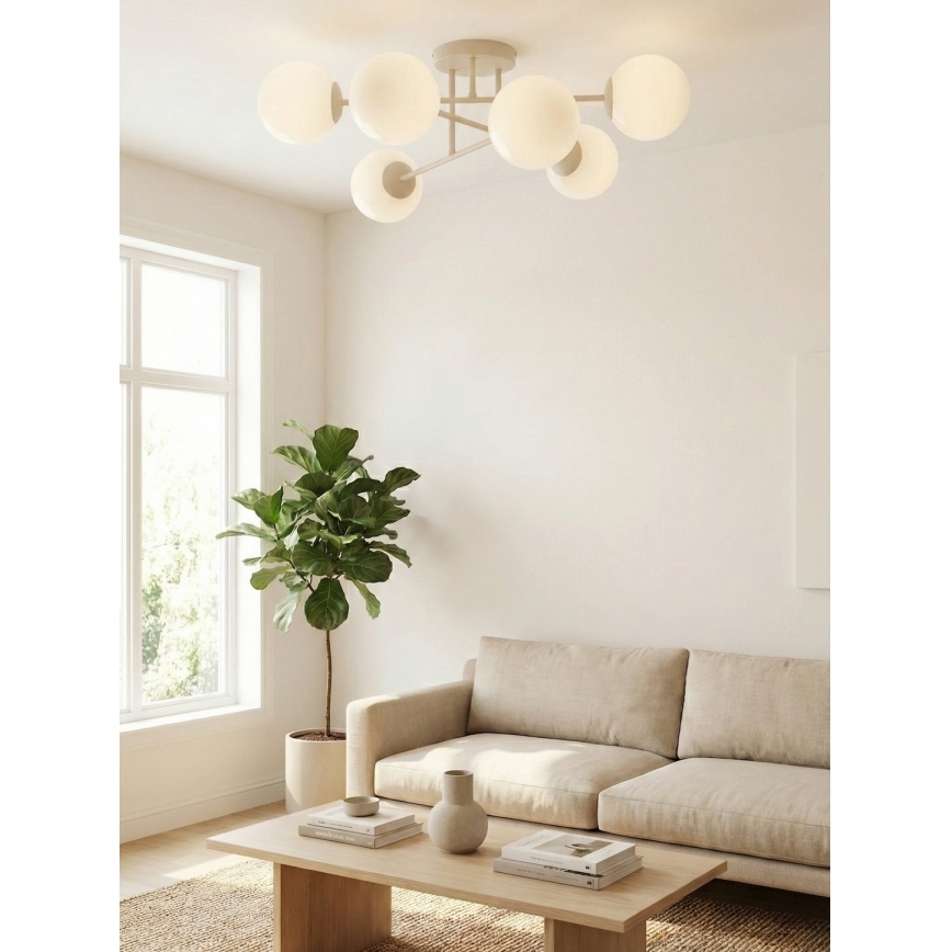 ROMA Flush-Mounted Chandelier 6xE14/10W/230V Beige