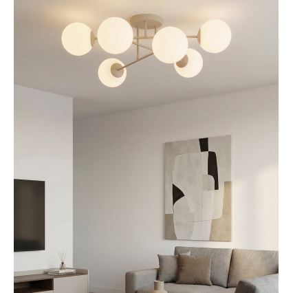 ROMA Flush-Mounted Chandelier 6xE14/10W/230V Beige
