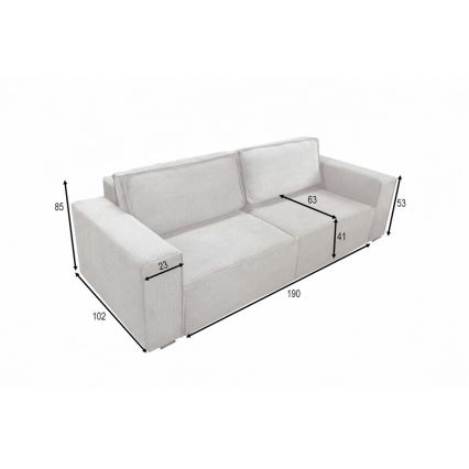 RONDA Beige Three-Seater Sofa Bed with Storage