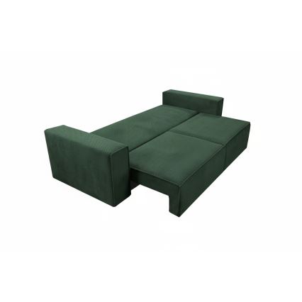 RONDA Green Convertible 3-Seater Sofa Bed with Storage