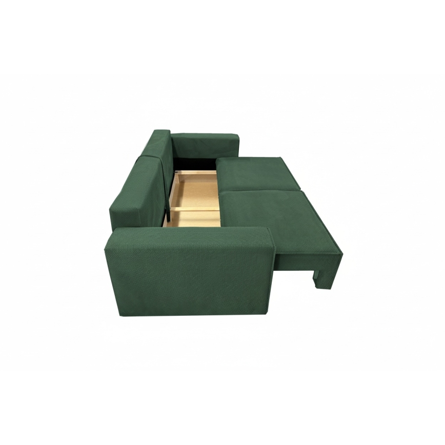 RONDA Green Convertible 3-Seater Sofa Bed with Storage