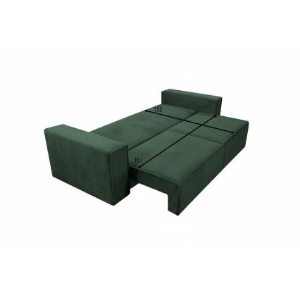 RONDA Green Convertible 3-Seater Sofa Bed with Storage
