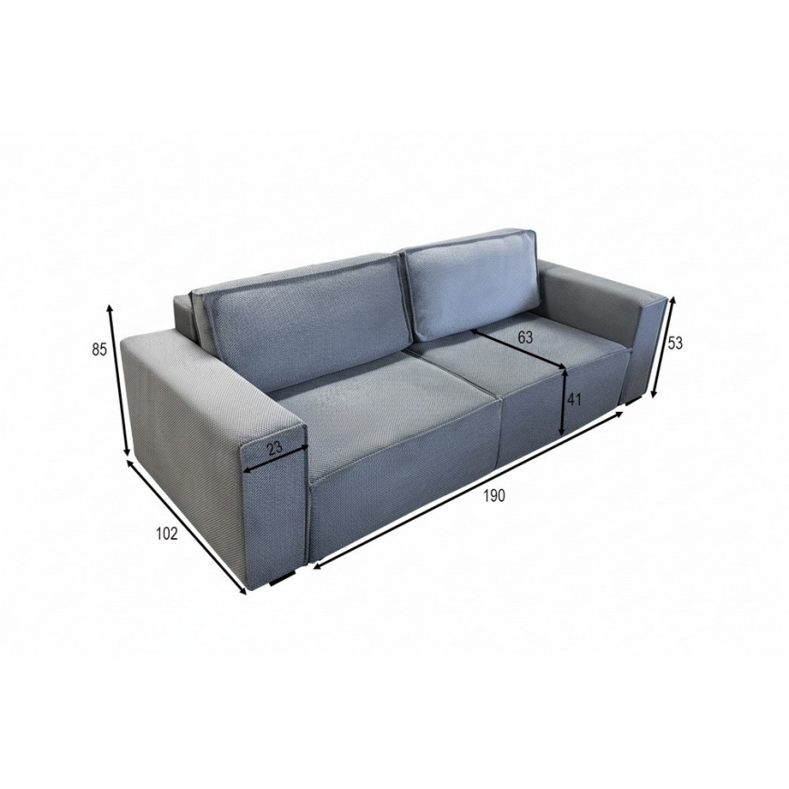 RONDA Grey 3-Seater Sofa Bed with Storage