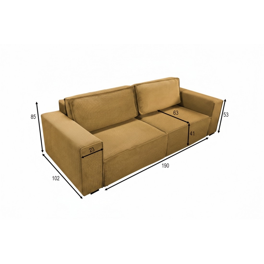 RONDA Orange 3-Seater Sofa Bed with Storage