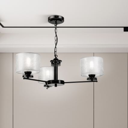 ROSA Chain Chandelier 3xE27/60W/230V, Black/Grey