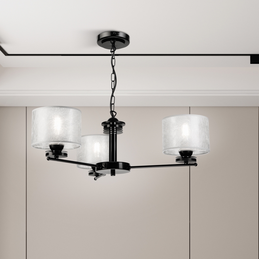 ROSA Chain Chandelier 3xE27/60W/230V, Black/Grey
