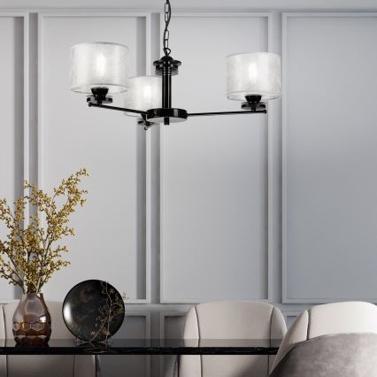 ROSA Chain Chandelier 3xE27/60W/230V, Black/Grey