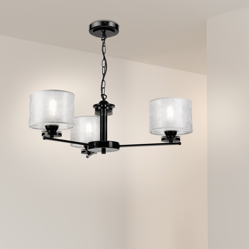 ROSA Chain Chandelier 3xE27/60W/230V, Black/Grey