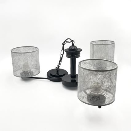 ROSA Chain Chandelier 3xE27/60W/230V, Black/Grey