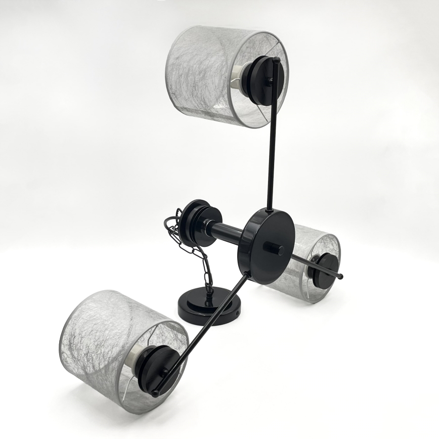 ROSA Chain Chandelier 3xE27/60W/230V, Black/Grey