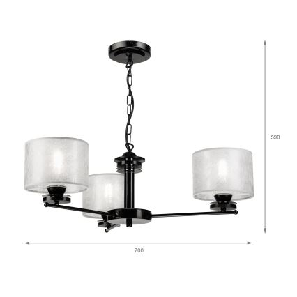 ROSA Chain Chandelier 3xE27/60W/230V, Black/Grey