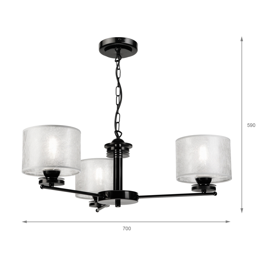 ROSA Chain Chandelier 3xE27/60W/230V, Black/Grey
