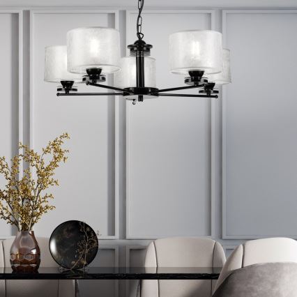 ROSA Chain Chandelier 5xE27/60W/230V Black/Grey